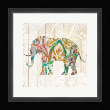 Framed Boho Paisley Elephant II v2 Print