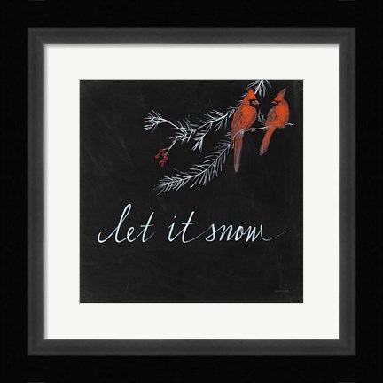 Framed Cardinal Chalkboard II Print