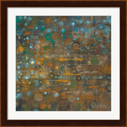 Framed Blue and Bronze Dots X Print