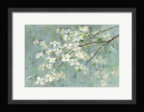 Framed Dogwood in Spring on Blue Print