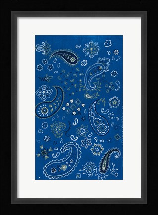Framed Farm Nostalgia Blue Paisley Print