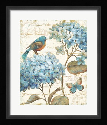 Framed Blue Garden II Print
