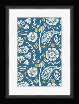 Framed Nordic Woodcut Pattern X Print