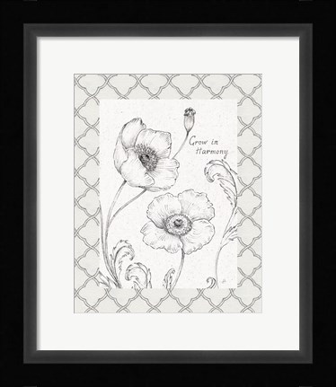 Framed Blossom Sketches Words I Border Print