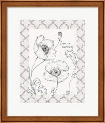 Framed Blossom Sketches Words I Border Print