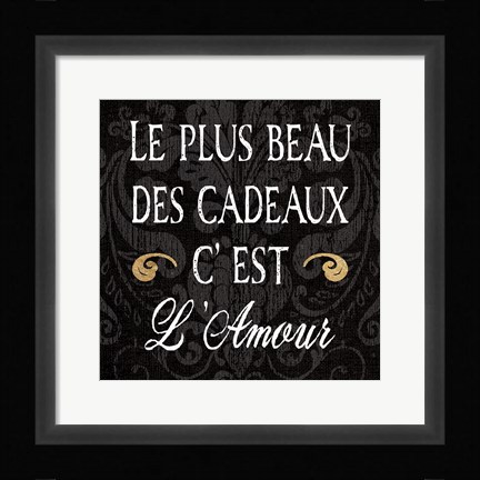 Framed Inspirational Collage I French on Black Print