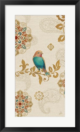 Framed Bird Rainbow Blue Panel Print