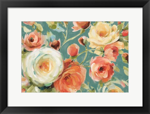 Framed Florabundance I Autumn Teal Print