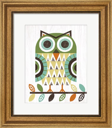 Framed Folk Lodge Owl Earth Print
