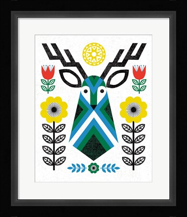 Framed Folk Lodge Deer II Print