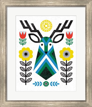 Framed Folk Lodge Deer II Print