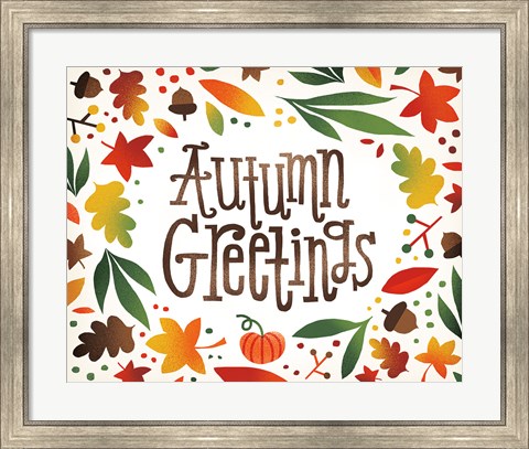 Framed Harvest Time Autumn Greetings Print