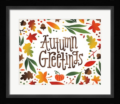 Framed Harvest Time Autumn Greetings Print