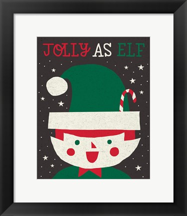 Framed Jolly Holiday Elf Print