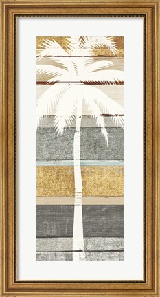 Framed Beachscape Palms V Gold Neutral Print