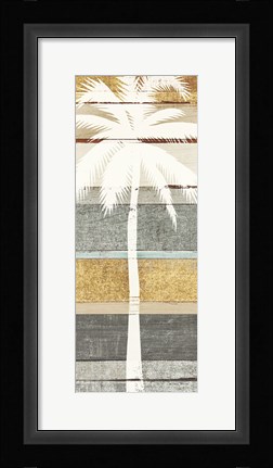Framed Beachscape Palms V Gold Neutral Print