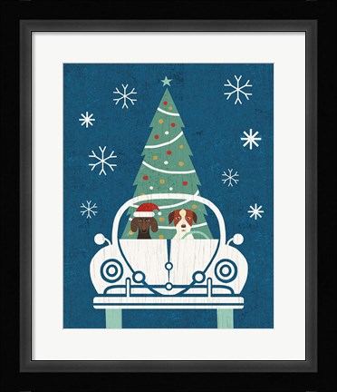 Framed Holiday on Wheels XIII Navy Print