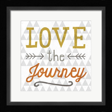 Framed Mod Triangles Love the Journey Retro Print