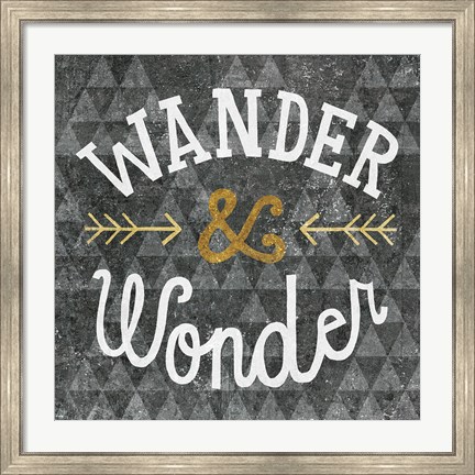 Framed Mod Triangles Wander and Wonder Gold Print