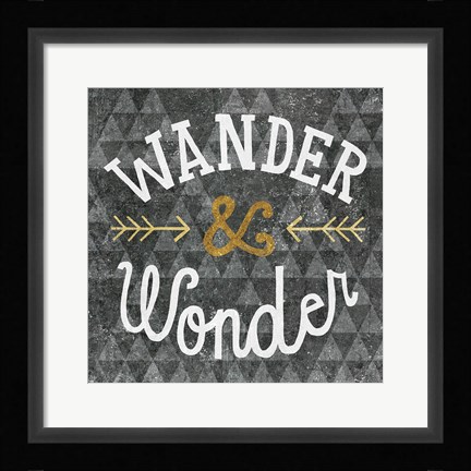 Framed Mod Triangles Wander and Wonder Gold Print
