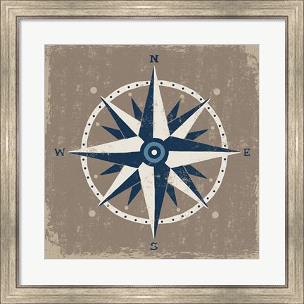 Framed Nautical Compass Print