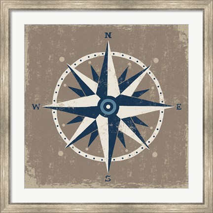 Framed Nautical Compass Print