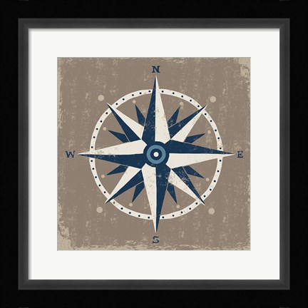 Framed Nautical Compass Print