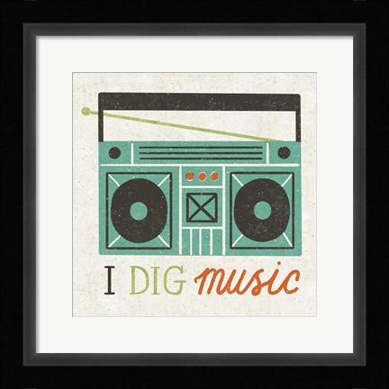 Framed Retro Desktop Boom Box Print