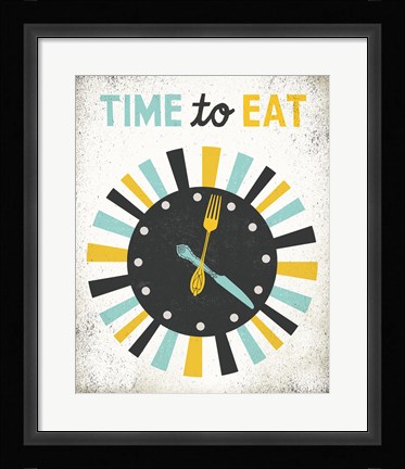 Framed Retro Diner Time to Eat Clock Print