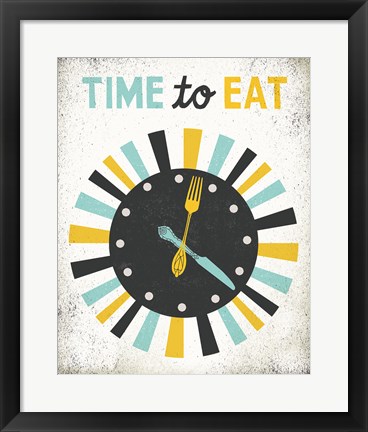 Framed Retro Diner Time to Eat Clock Print