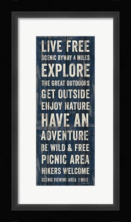 Framed Simple Living Blue Panel II Print