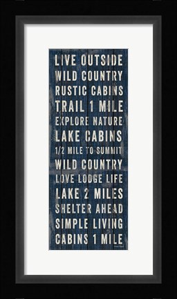 Framed Simple Living Blue Panel I Print