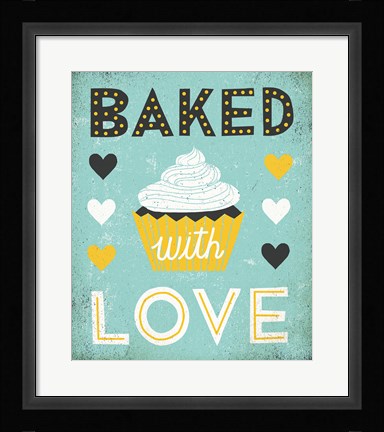Framed Retro Diner Baked with Love Print