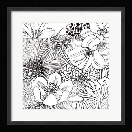 Framed Contemporary Garden II Black and White Print