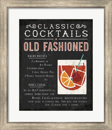 Framed Classic Cocktail Old Fashioned Print