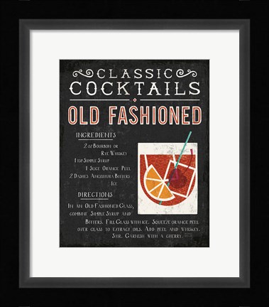 Framed Classic Cocktail Old Fashioned Print
