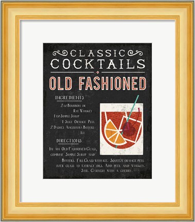 Framed Classic Cocktail Old Fashioned Print