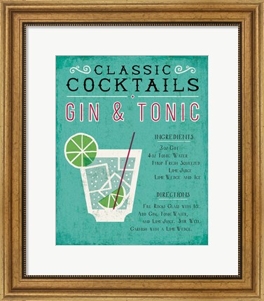 Framed Classic Cocktail Gin and Tonic Print