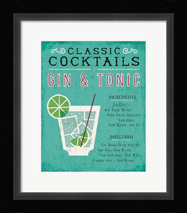 Framed Classic Cocktail Gin and Tonic Print