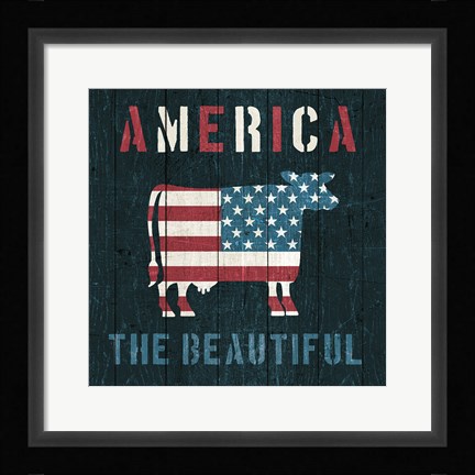 Framed American Farm Cow Print