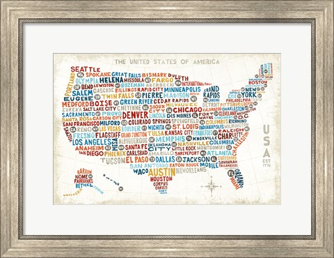 Framed US City Map Print