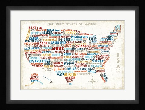 Framed US City Map Print