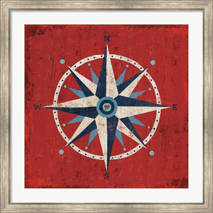 Framed Nautical Love Compass Print