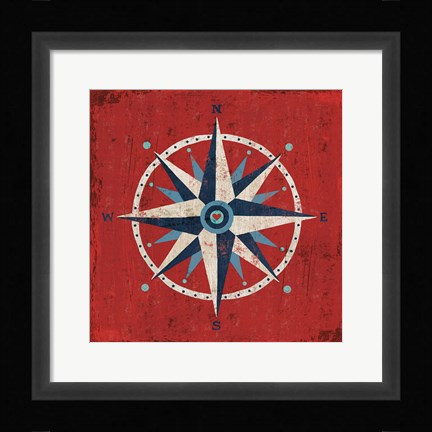 Framed Nautical Love Compass Print