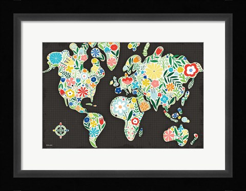 Framed Floral World Black Print