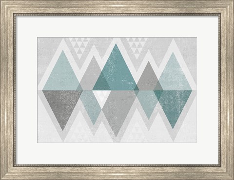Framed Mod Triangles II Grey Print
