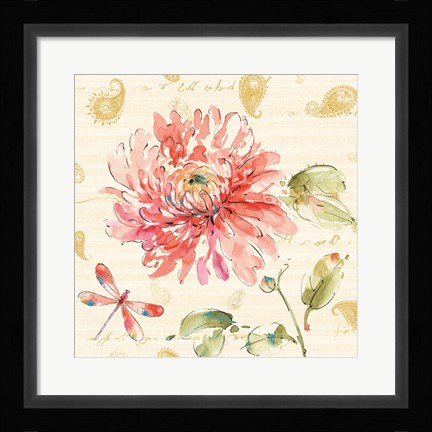 Framed Happy Gypsy III Gold Paisley Print