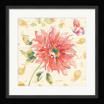 Framed Happy Gypsy II Gold Paisley Print