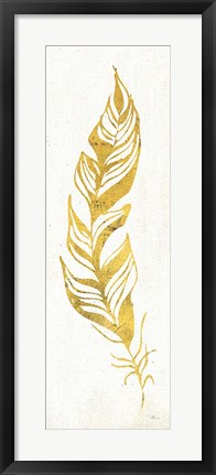Framed Gold Water Feather I Print