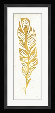 Framed Gold Water Feather II Print